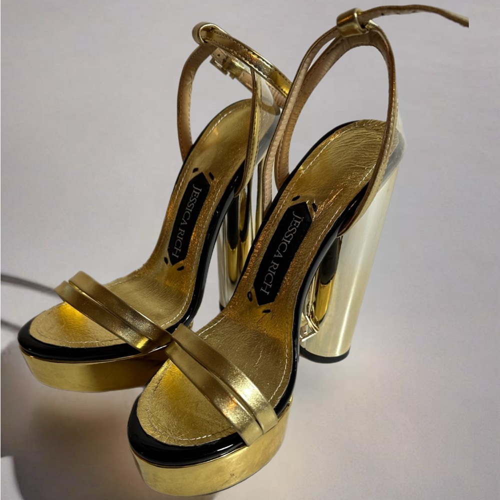 Jessica Gold Platform Heels